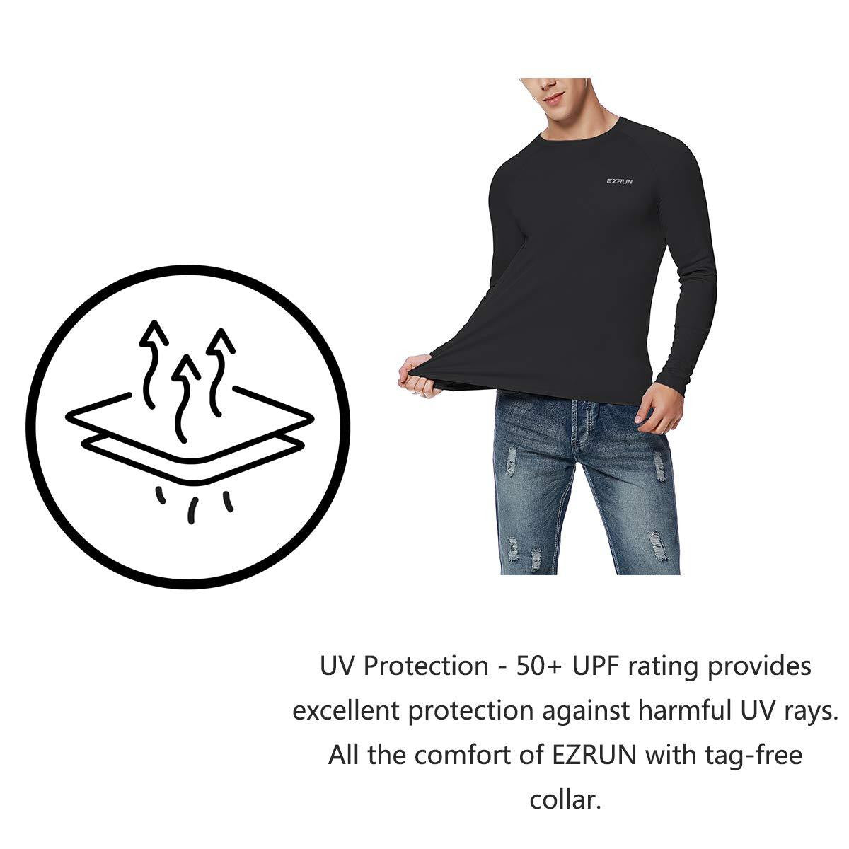 Roadbox UPF 50+ Men's Long Sleeve Fishing Shirts UV Sun Protection Tee Tops  for Outdoors Running Workout 