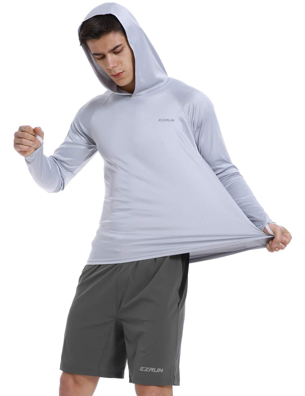 Chemises de sport actives à séchage rapide pour hommes Quarter Zip Manches  longues Running Pullover Tops Sweatshirt extérieurgris clair